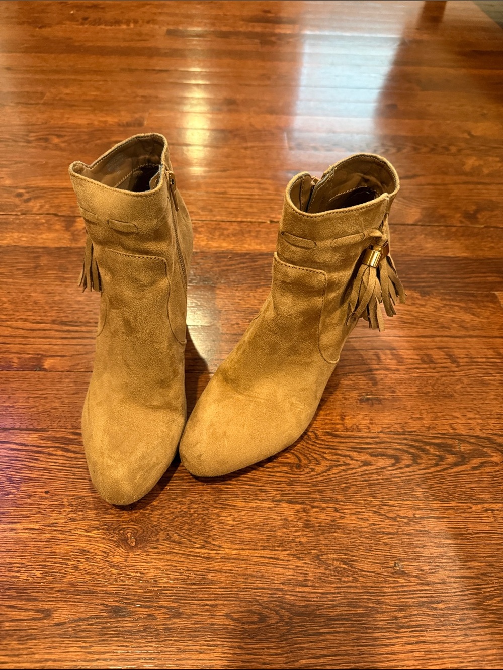 Unisa Tan Suede Tassel Ankle Boots
